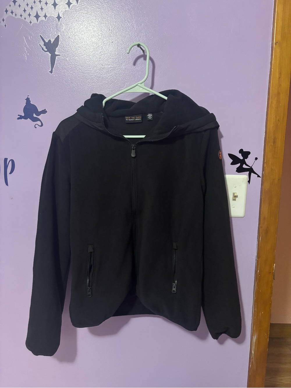 Save The Duck Black Zip-Up Hooded Jacket for Kids